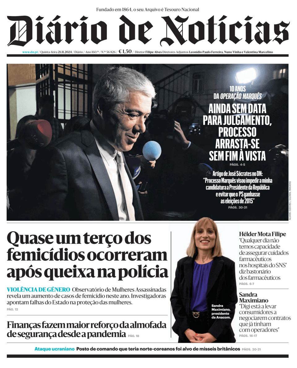 Prima-pagina-Diario de Noticias-edizione-di-oggi-20241121